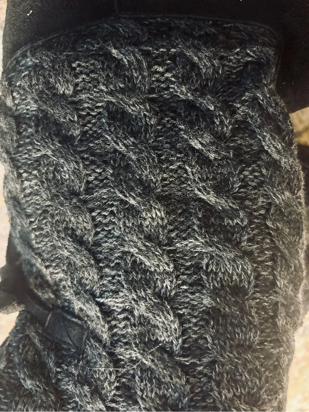 Muk Luks Black Knit Bow Mid-Calf Fold-Over Boots